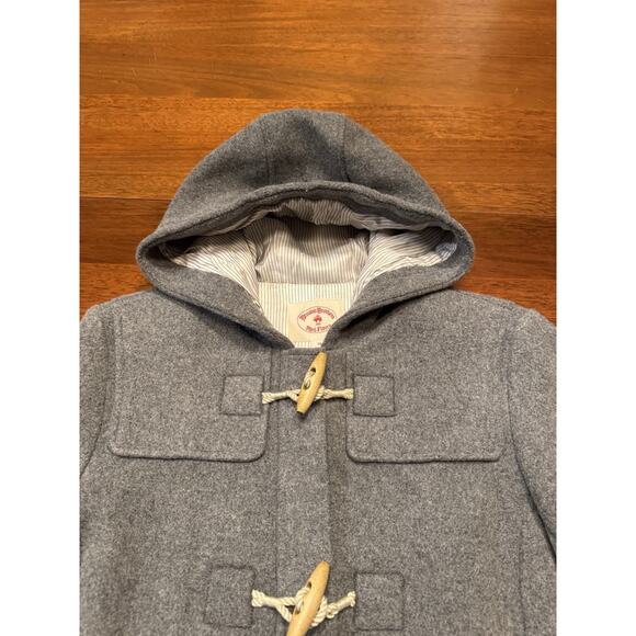 Size 14 Brooks Brothers Red Fleece Gray Toggle Coat Hooded Wool - Picture 2 of 16